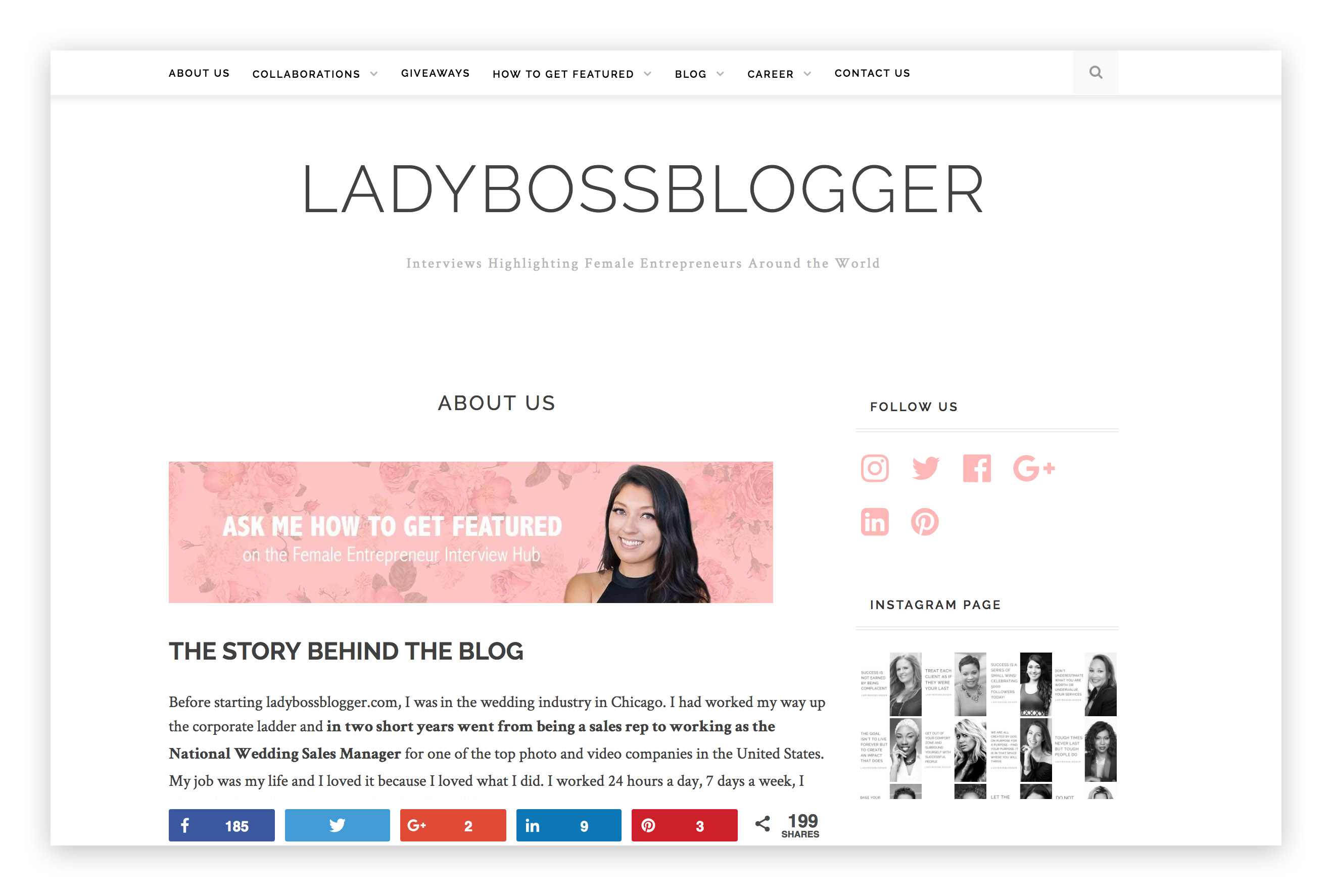 LadyBossBlogger branding design homepage