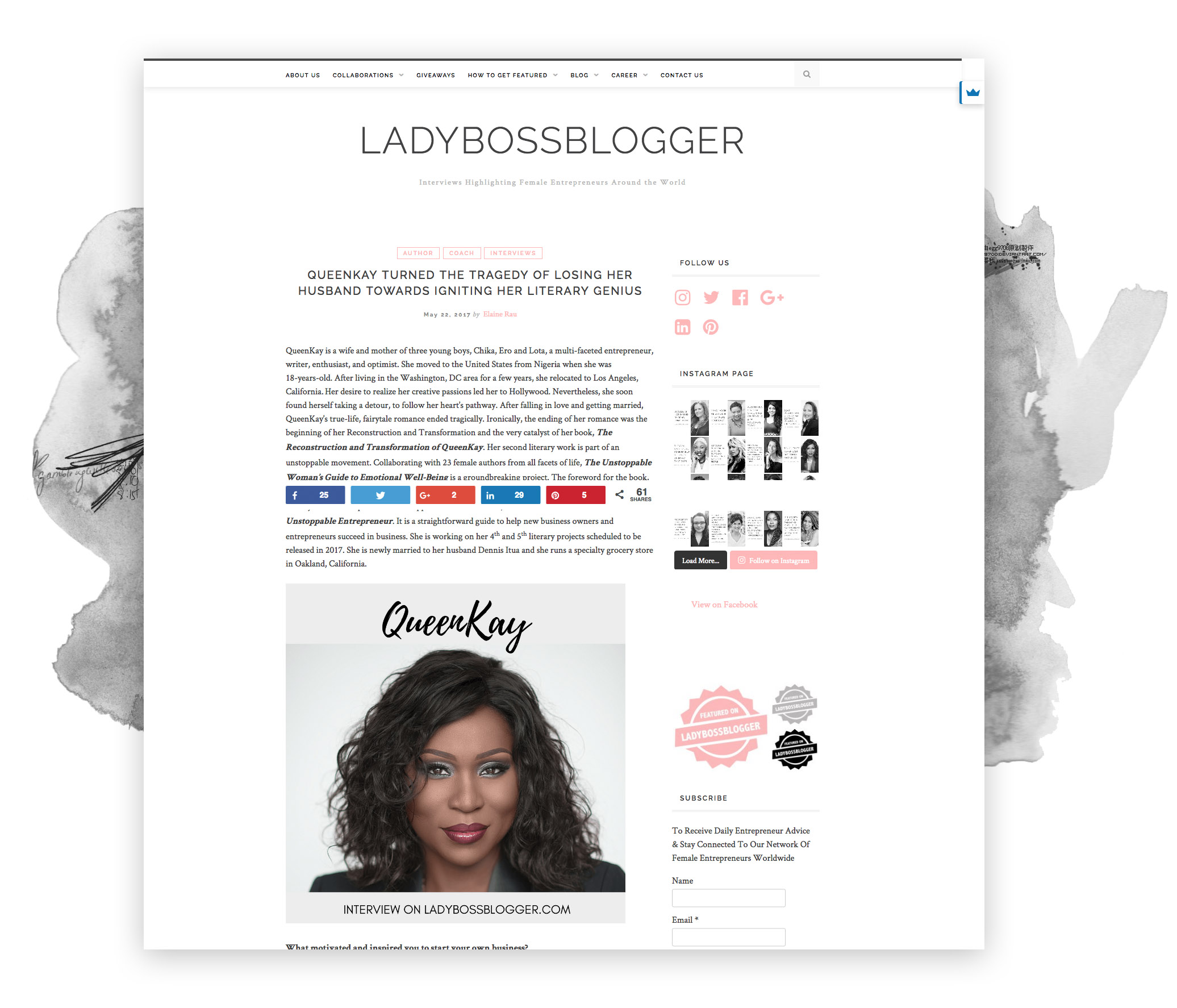 lady boss blogger interview page