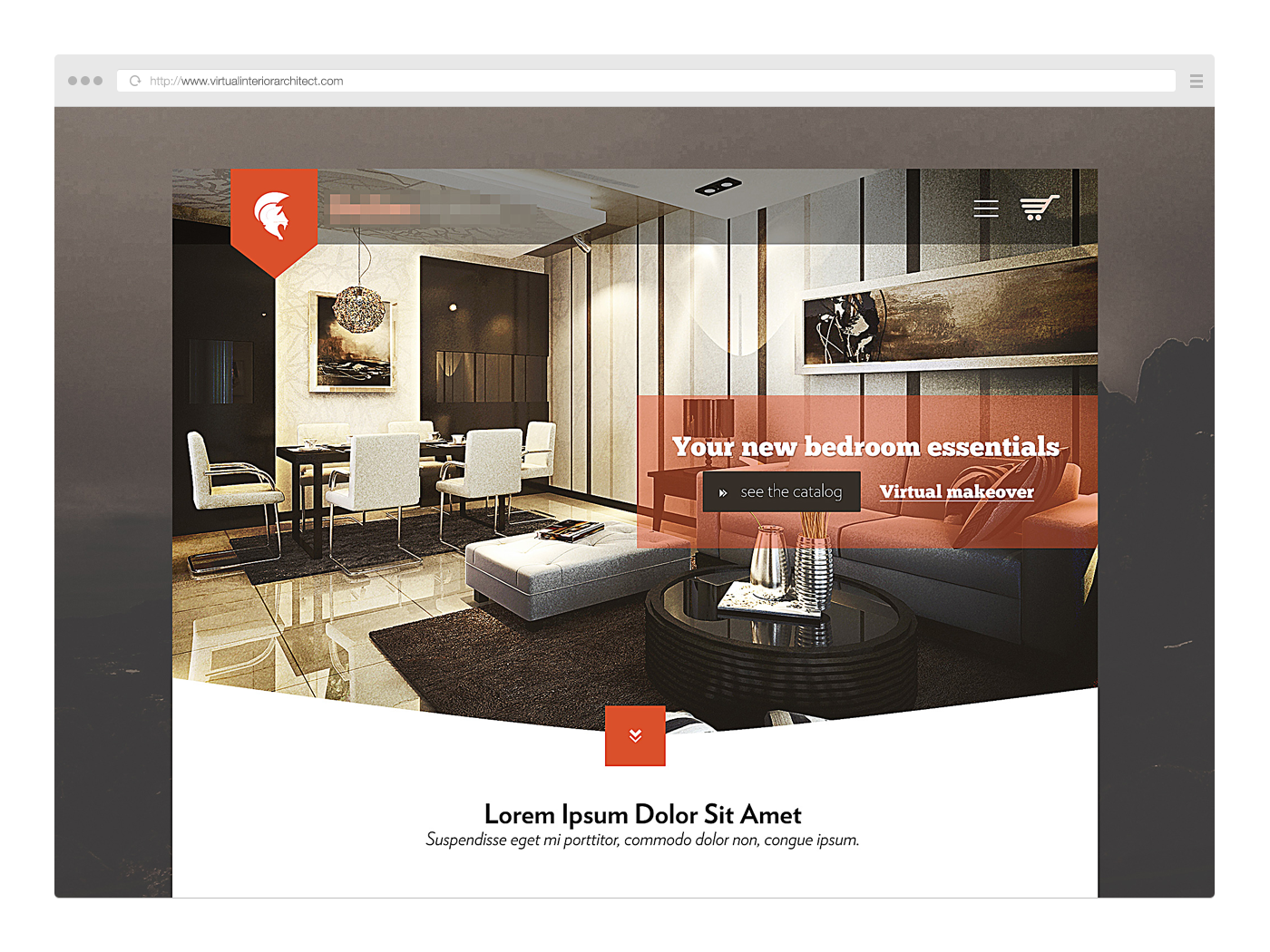 Browser window web design interior architect