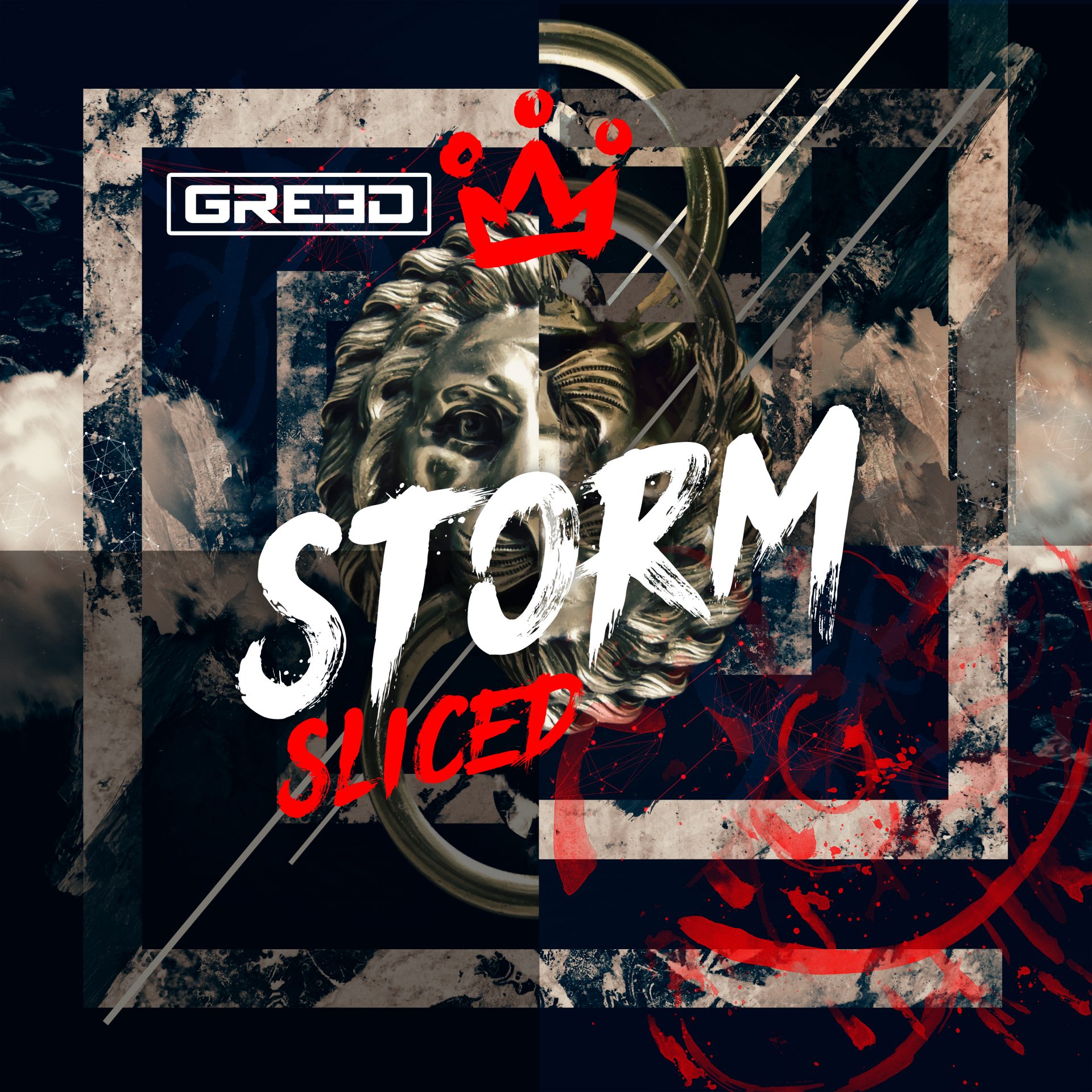 GR33D storm sliced album art cover design