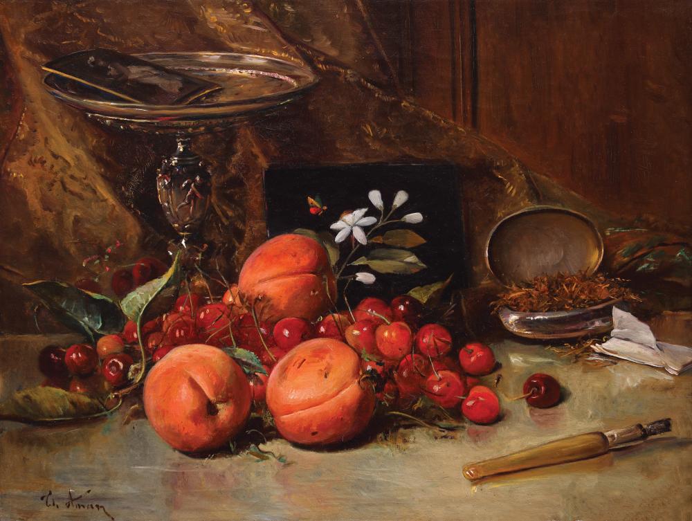Theodor Aman Still Life with Cherries